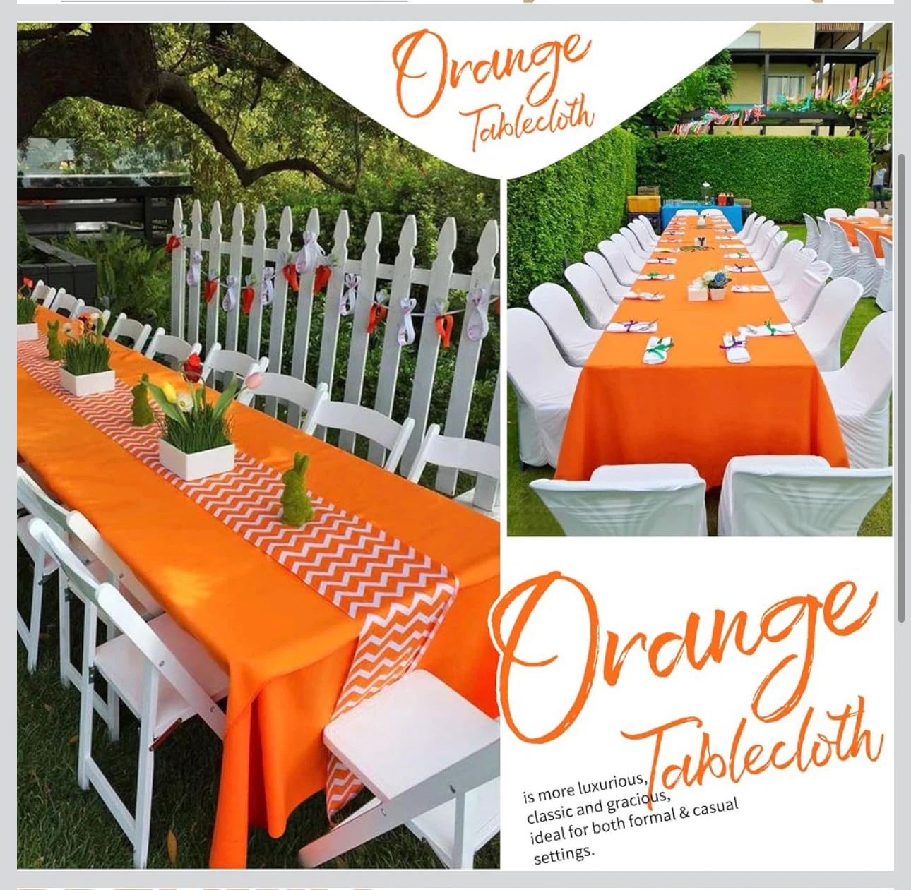 4 Orange Polyester Tablecloths - photo 3