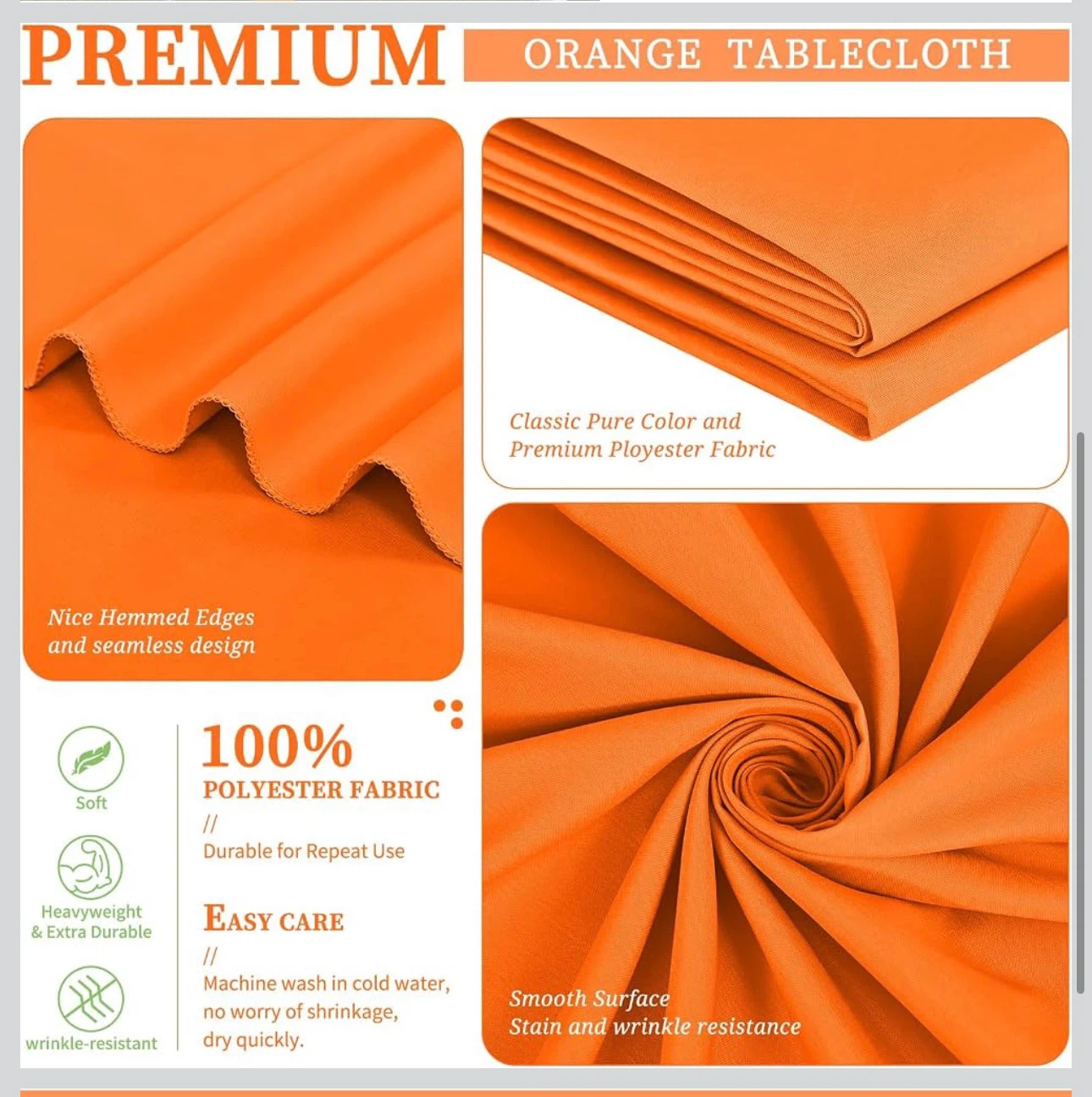 4 Orange Polyester Tablecloths - photo 4