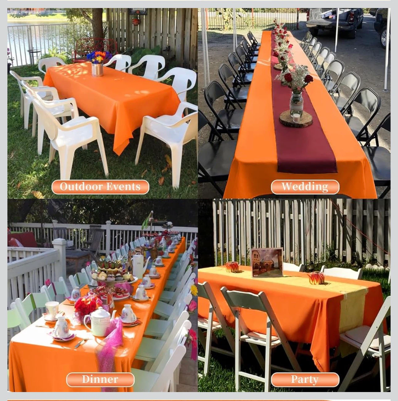 4 Orange Polyester Tablecloths - photo 5