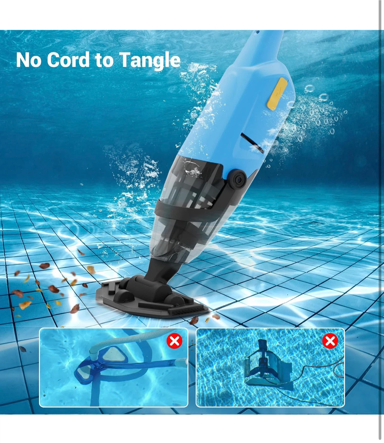 Blue Cordless Pool Vacuum with Extendable Pole - photo 3