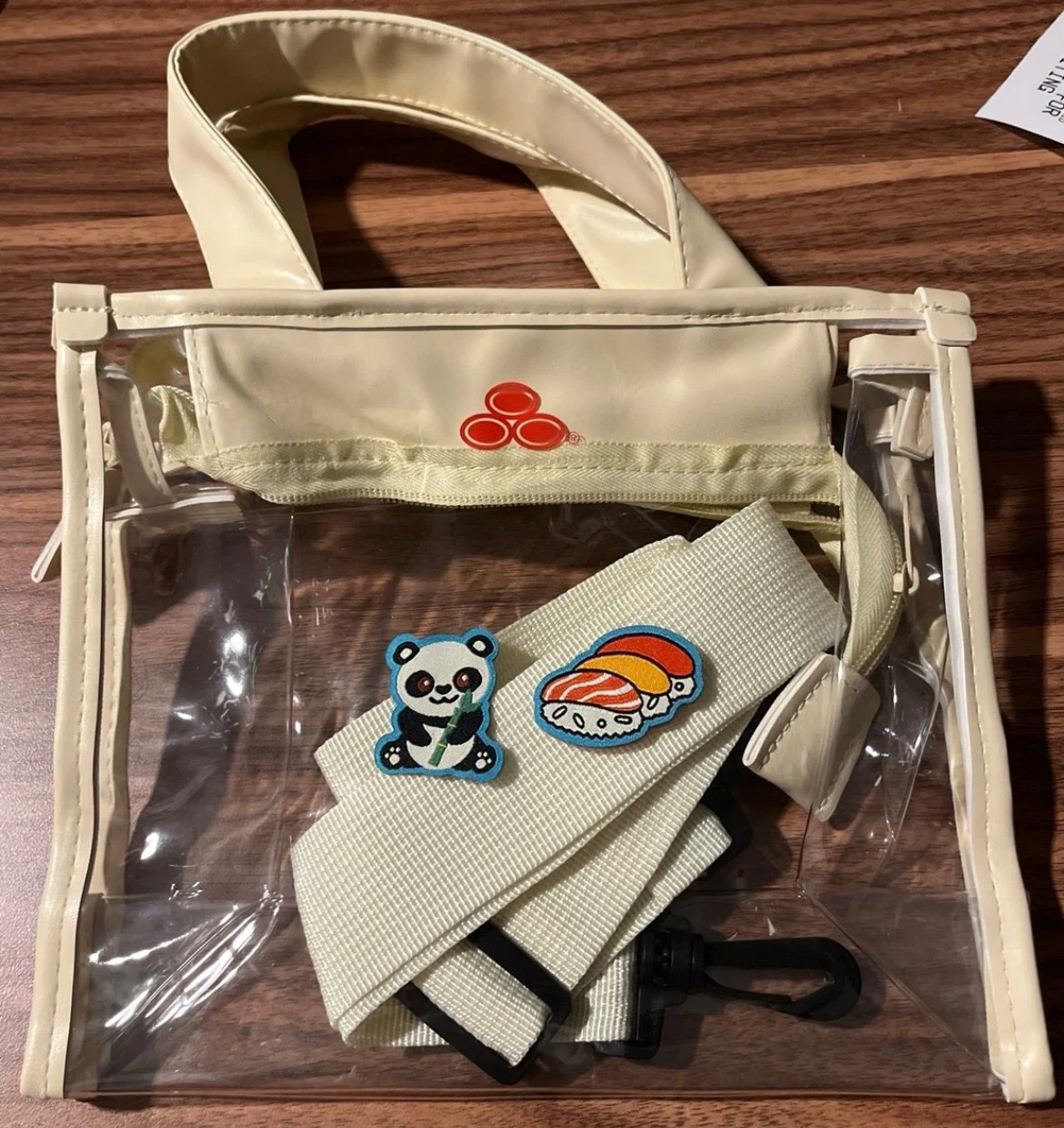 Clear Tote Bag with Panda and Sushi Patches