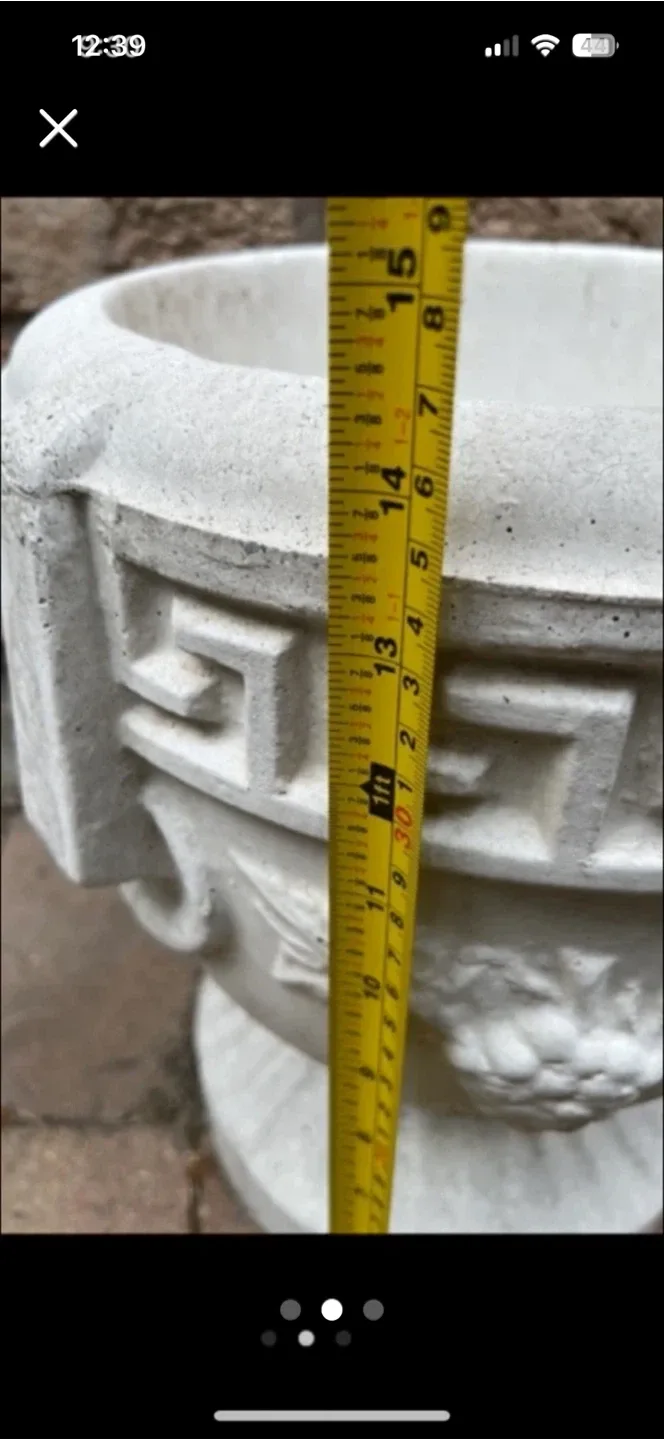 White Grecian Style Concrete Planter Urn - photo 2