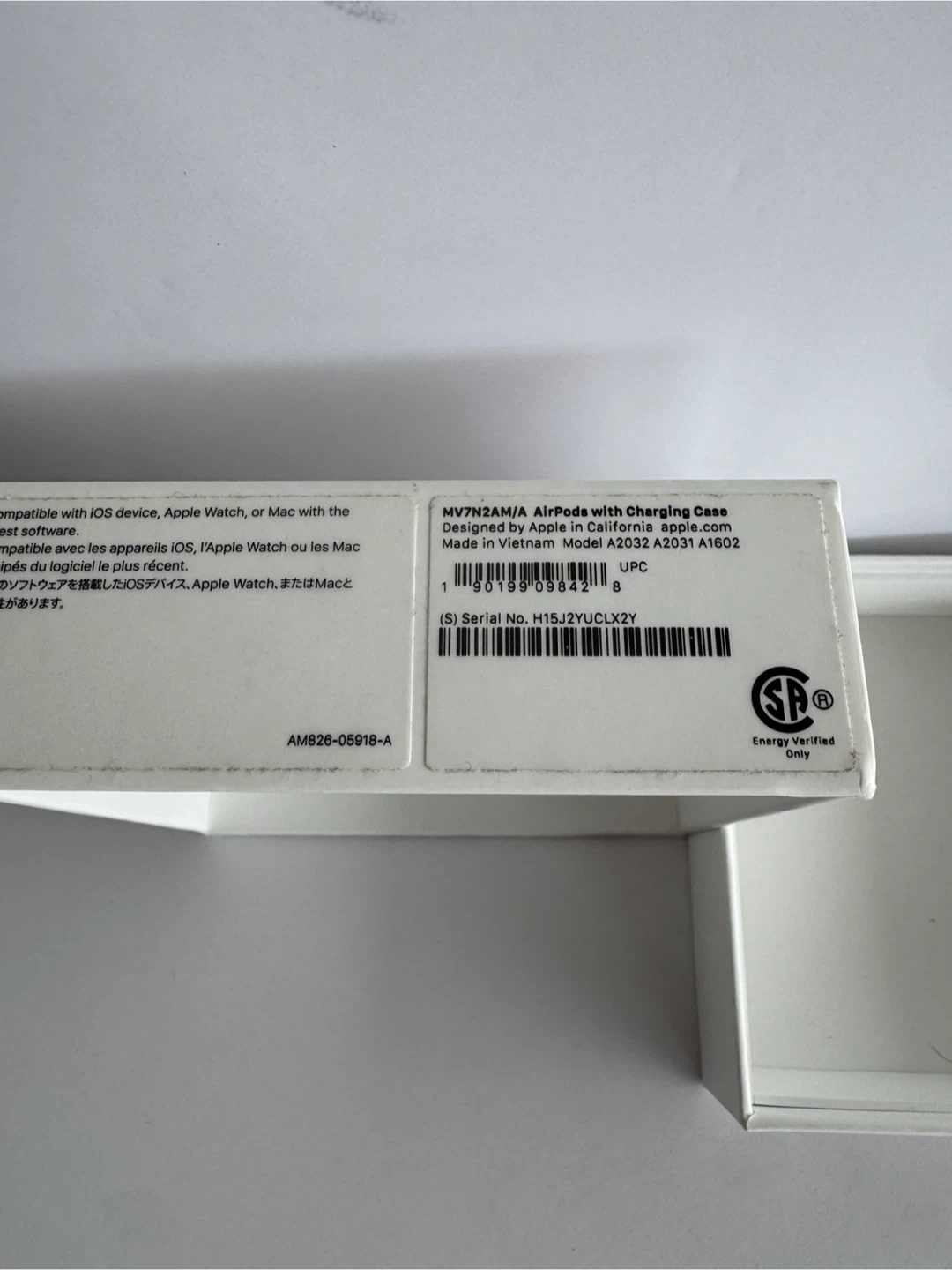 BOX ONLY Apple AirPods Case MV7N2AM/A - photo 2