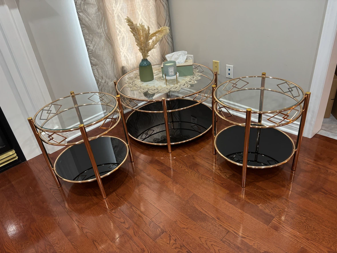 Elegant 3-Piece Glass Coffee Table Set