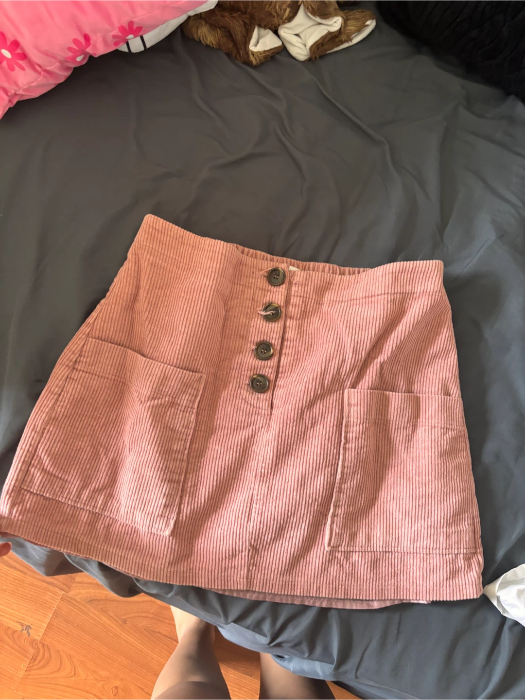 K.L.I.S. Collection Pink Corduroy Skirt Size L