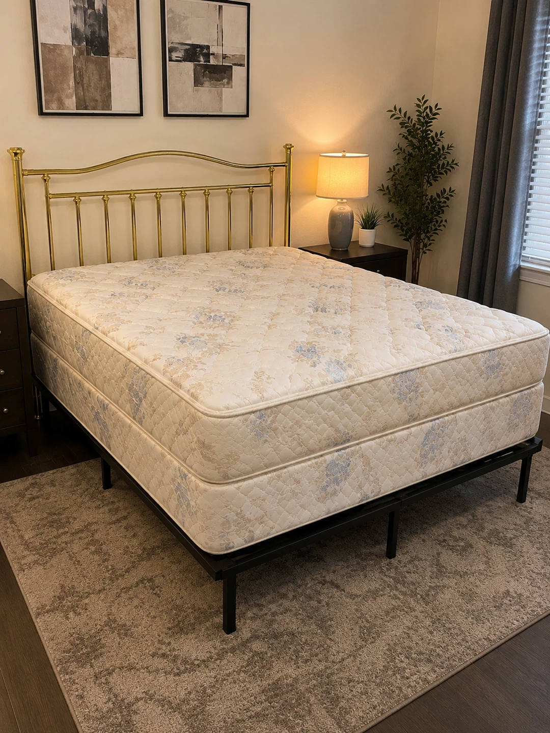 QUEEN SIZE Gold Metal Headboard with Mattress – Complete Bed Set - photo 3