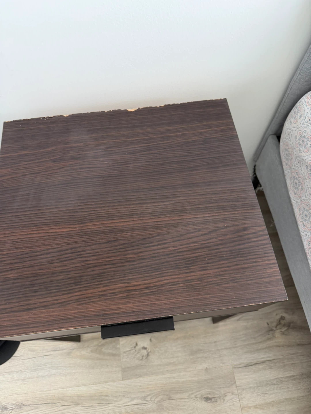Dark Wood Nightstand with Drawer and Shelf - photo 3