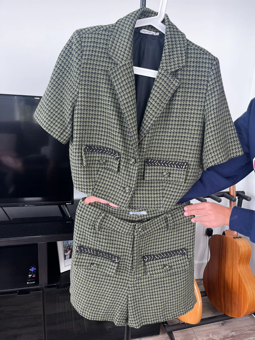 MORINDA Houndstooth Blazer and Shorts Set
