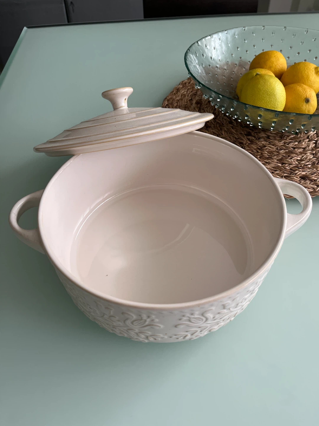 Cream Ceramic Casserole Dish with Lid - photo 2