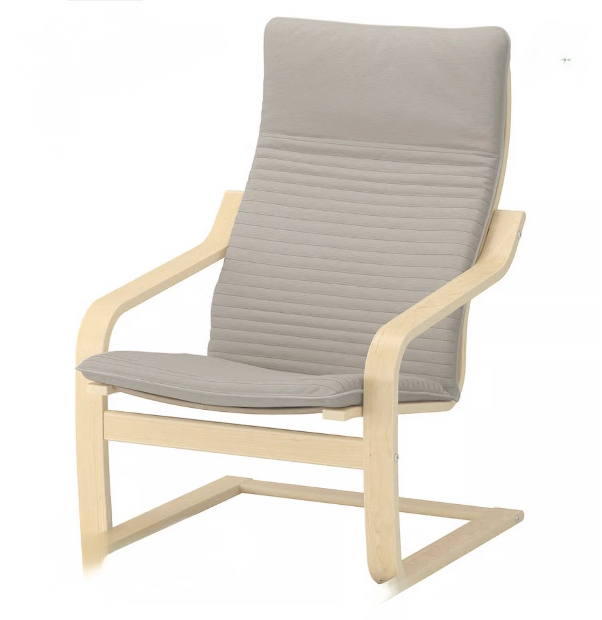 IKEA Poäng Armchair Light Wood Frame Grey Cushion