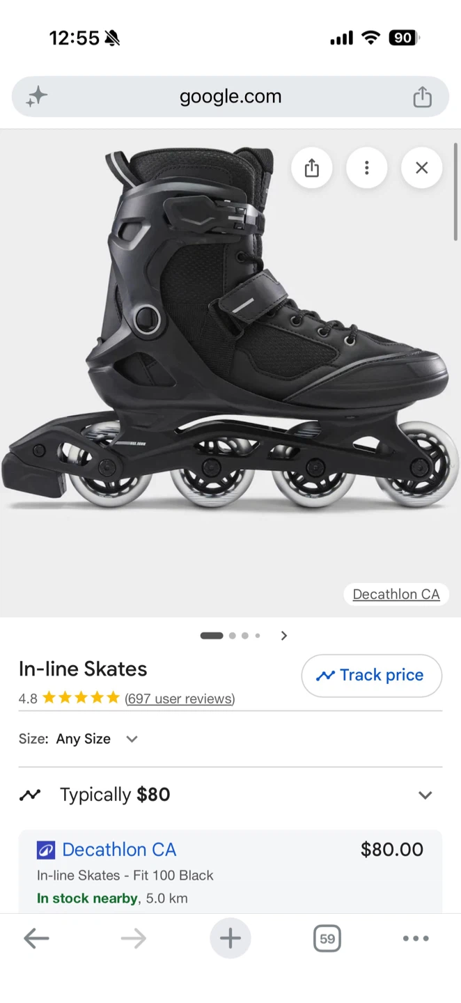 Decathlon CA In-line Skates - Fit 100 Black