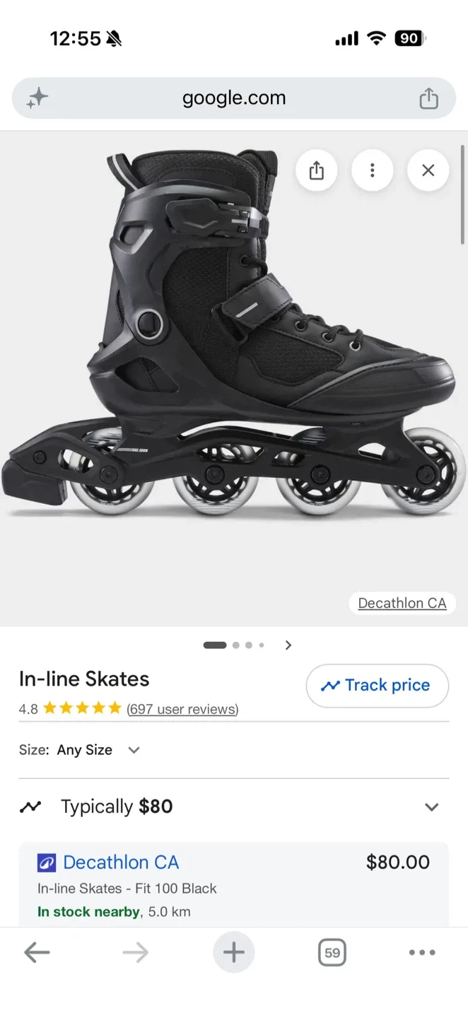 Decathlon CA In-line Skates - Fit 100 Black