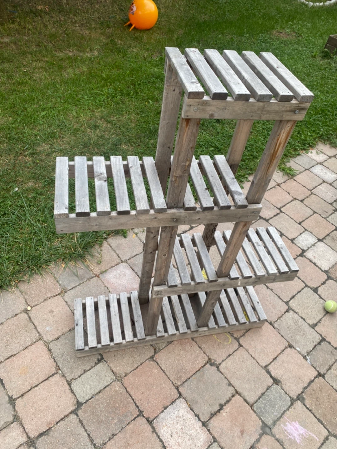 Rustic multi-tier wooden plant stand