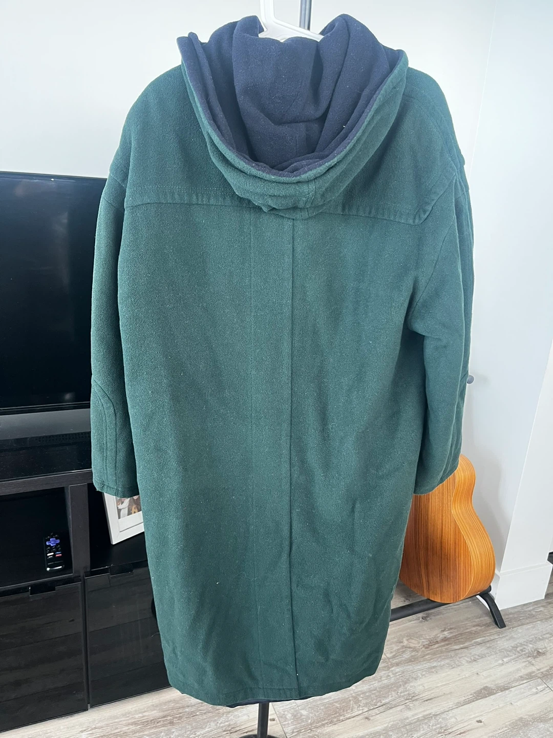 Green Wool Blend Duffle Coat with Hood - photo 3