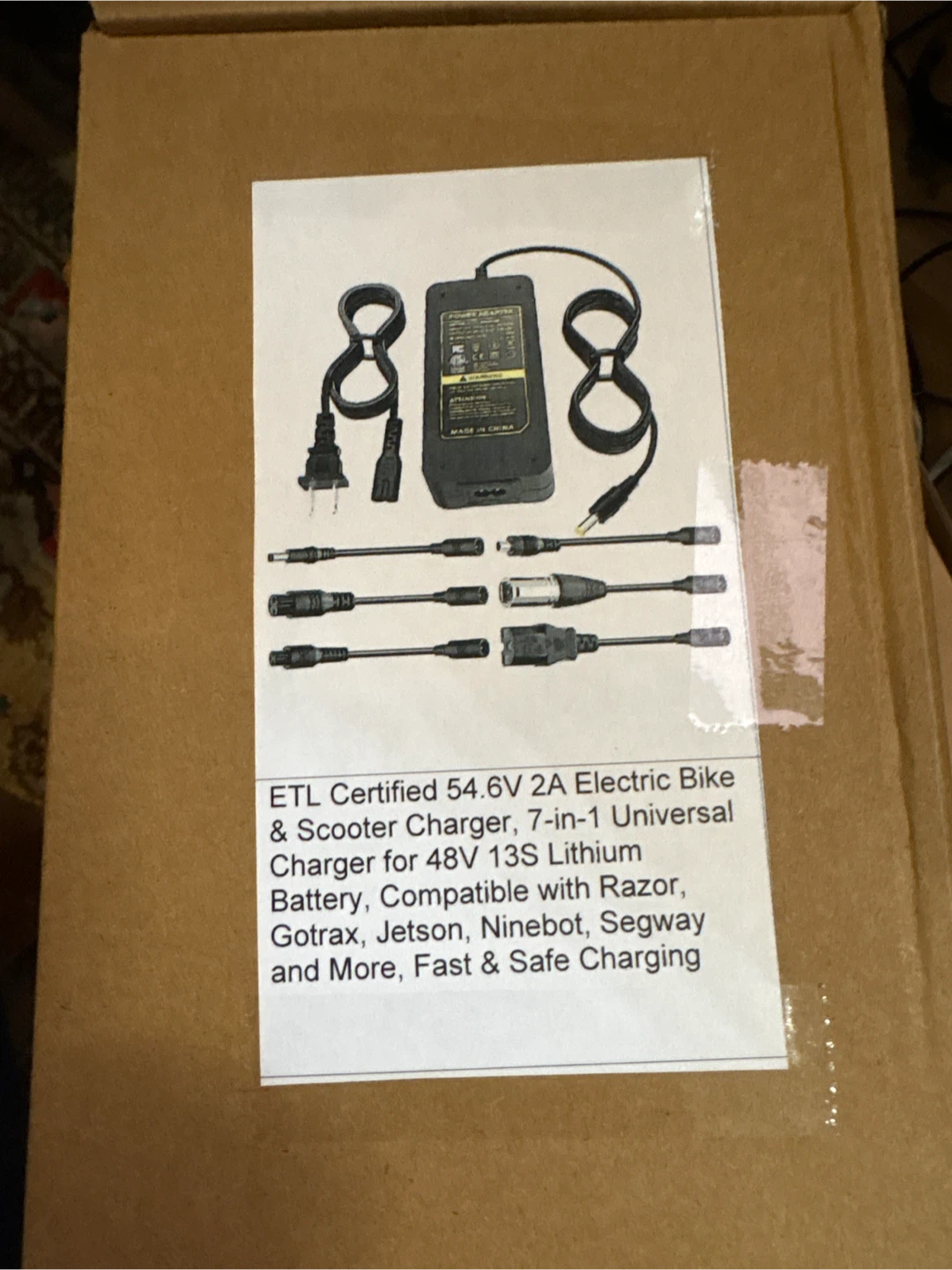 ETL Certified 54.6V 2A Electric Bike & Scooter Charger