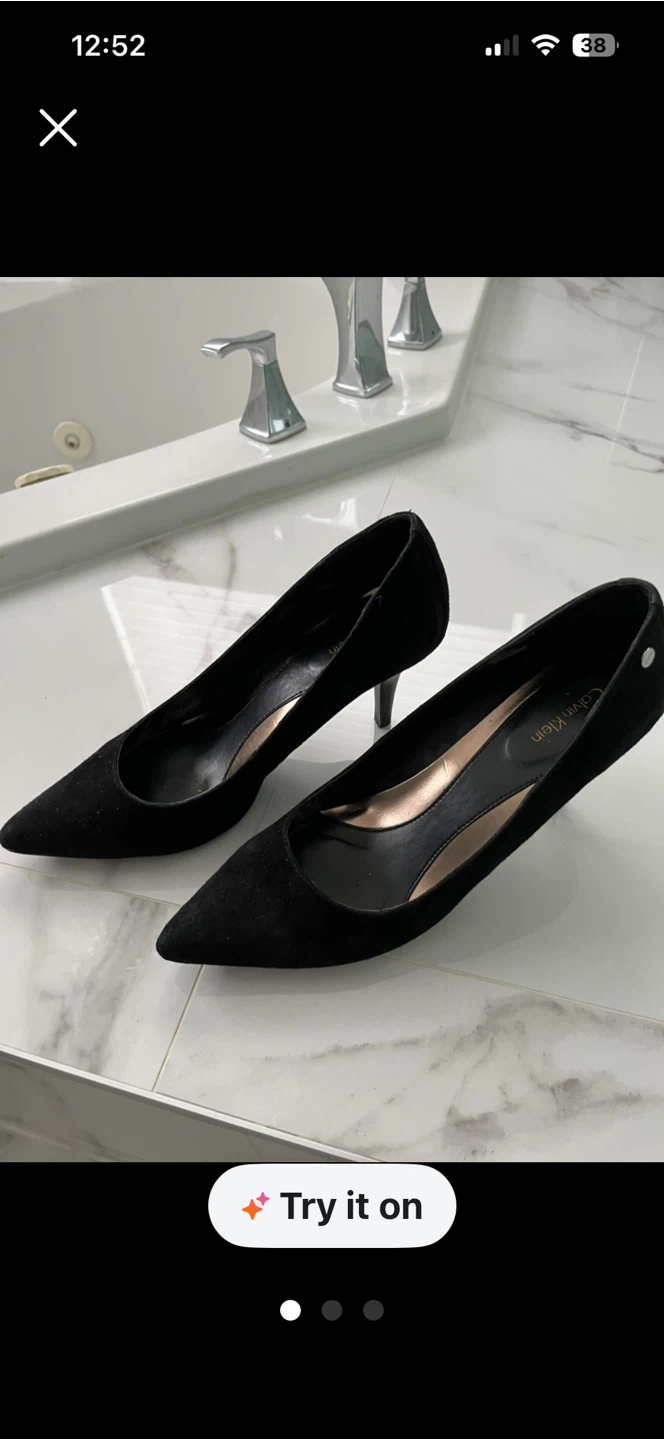 Calvin Klein black suede pointed toe pumps - photo 2