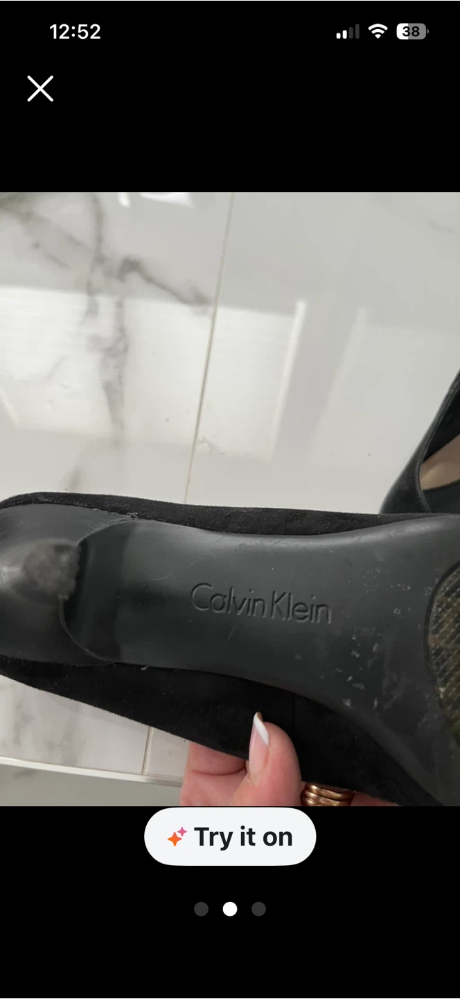 Calvin Klein black suede pointed toe pumps - photo 3