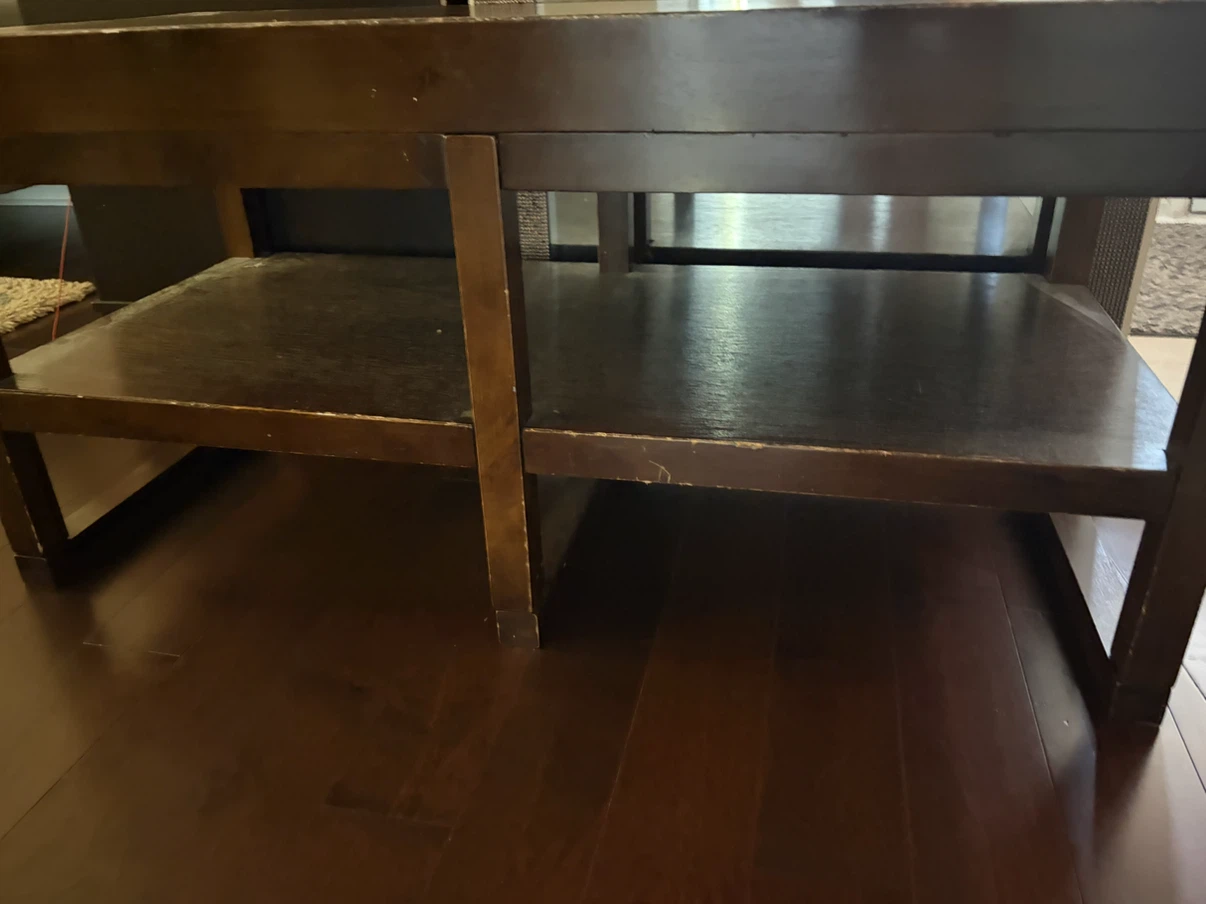 Dark Wood Coffee Table with Shelves