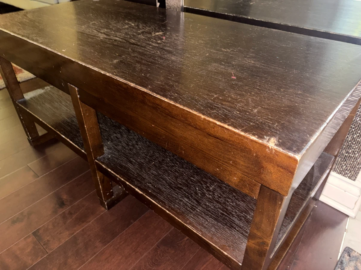 Dark Wood Coffee Table with Shelves - photo 3