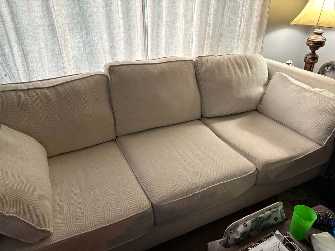 Beige 3 seater sofa with cushions - photo 2