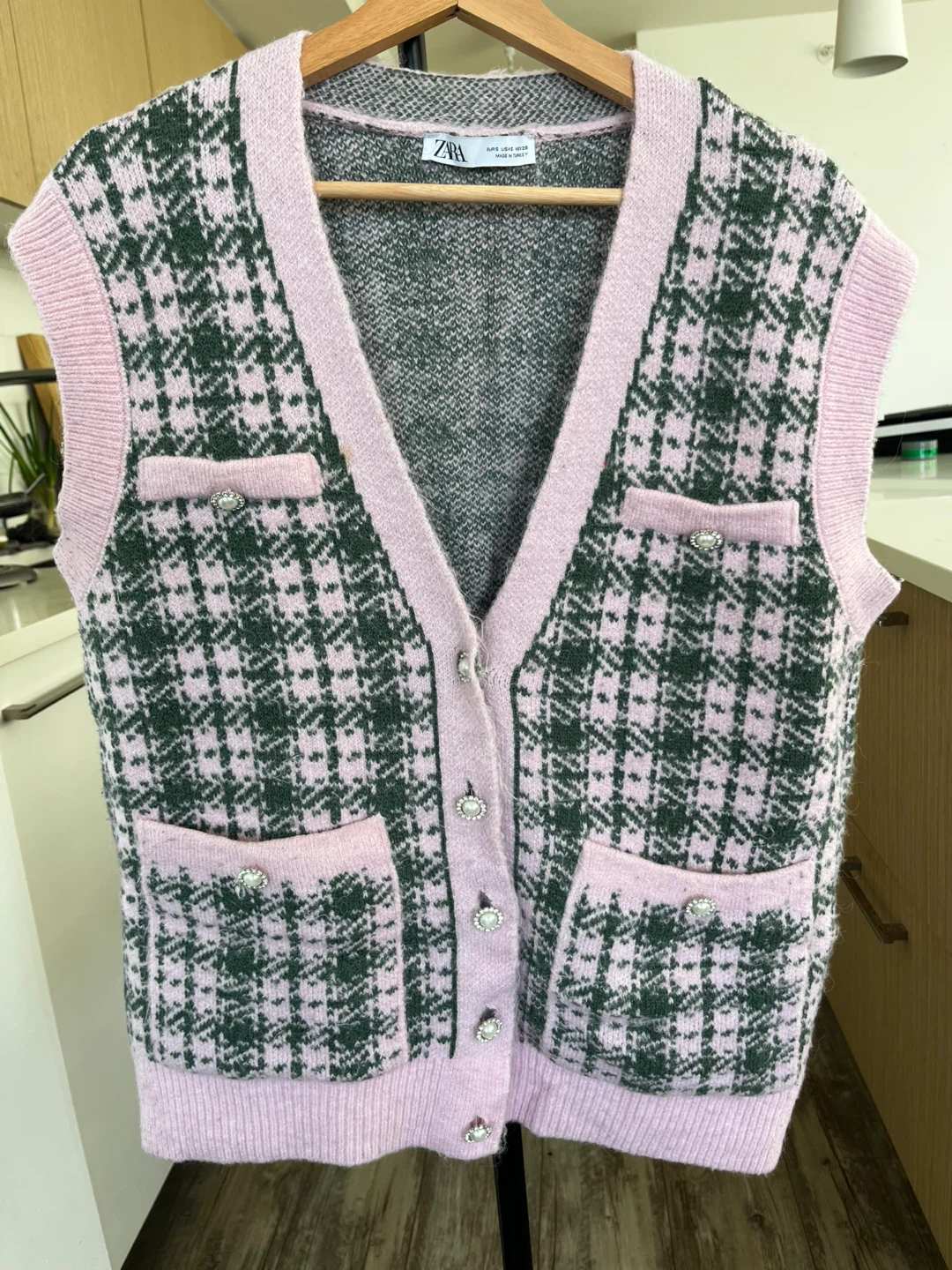 ZARA Houndstooth Knit Vest
