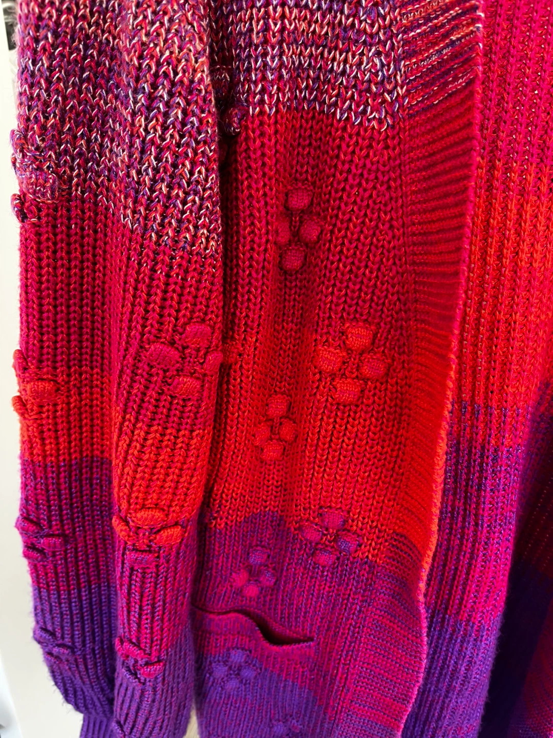 Colourful Ombre Knit Cardigan with Pom Detail - photo 2