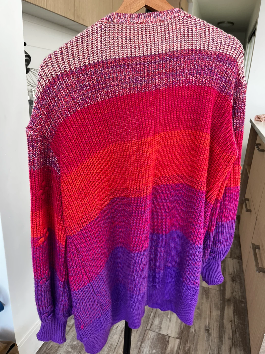Colourful Ombre Knit Cardigan with Pom Detail - photo 3