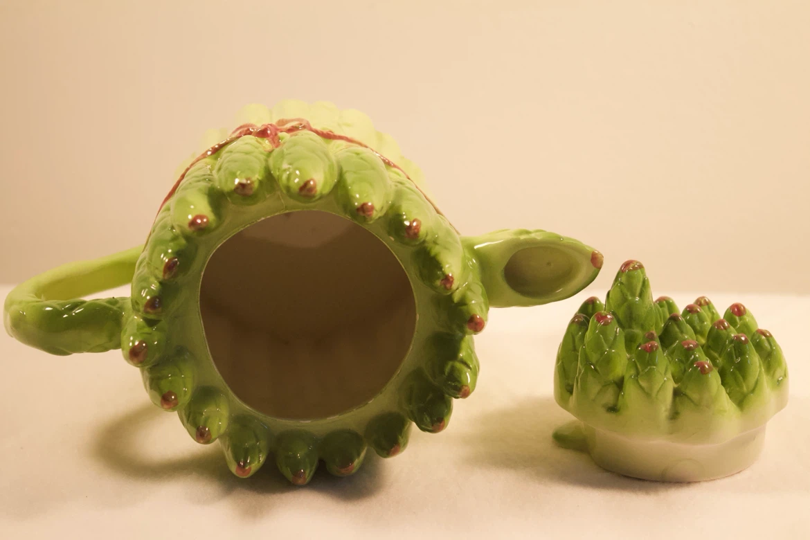 Vintage Asparagus Ceramic Pitcher with Lid - photo 2