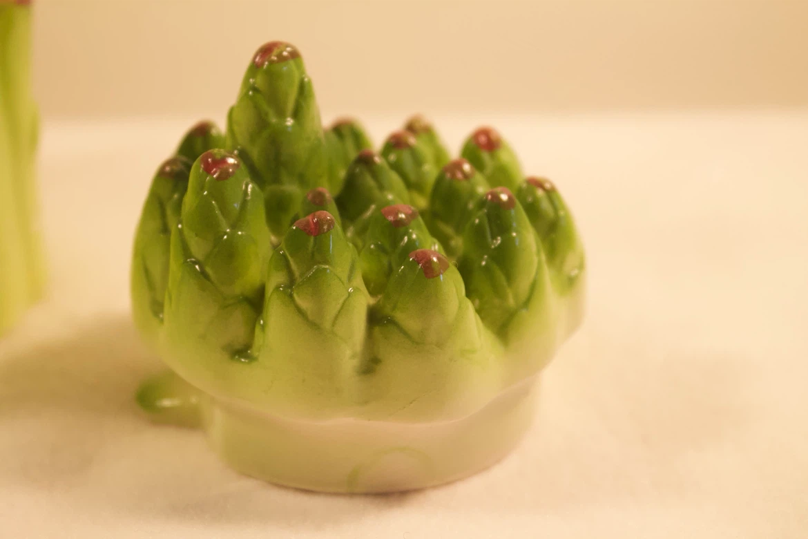 Vintage Asparagus Ceramic Pitcher with Lid - photo 3
