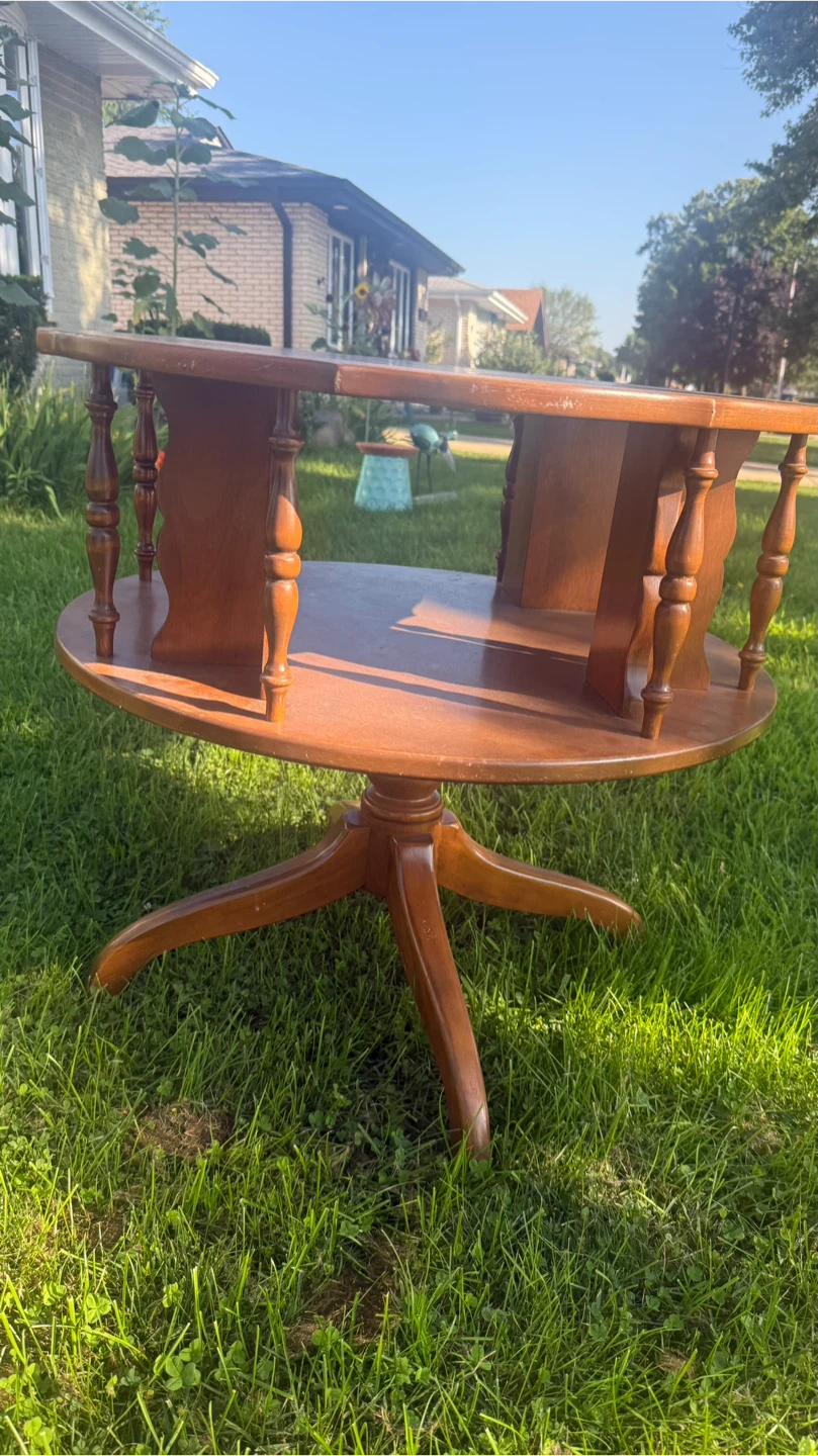 Vintage Rotating Wood Drum Table - photo 4