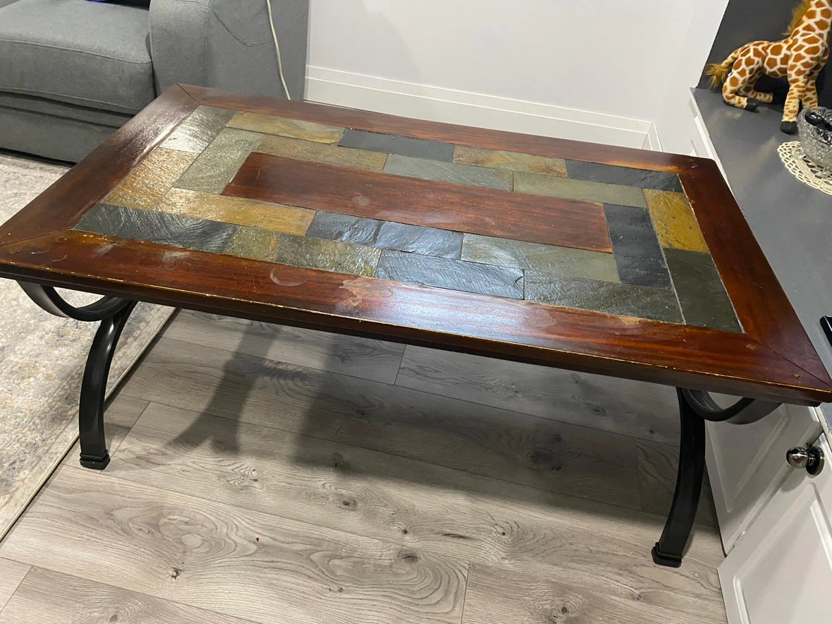 Coffee Table with Slate and Wood Inlay - photo 2