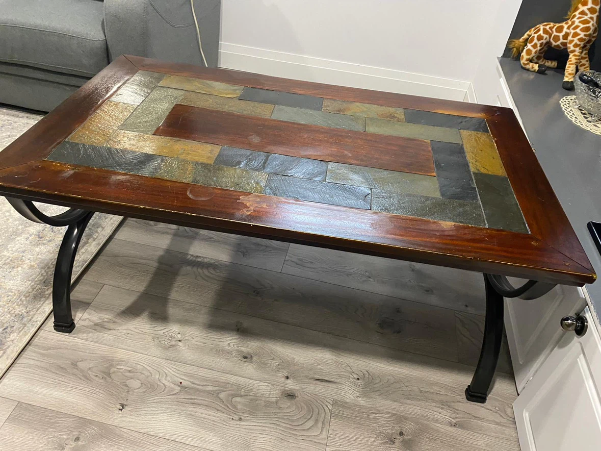 Coffee Table with Slate and Wood Inlay - photo 3