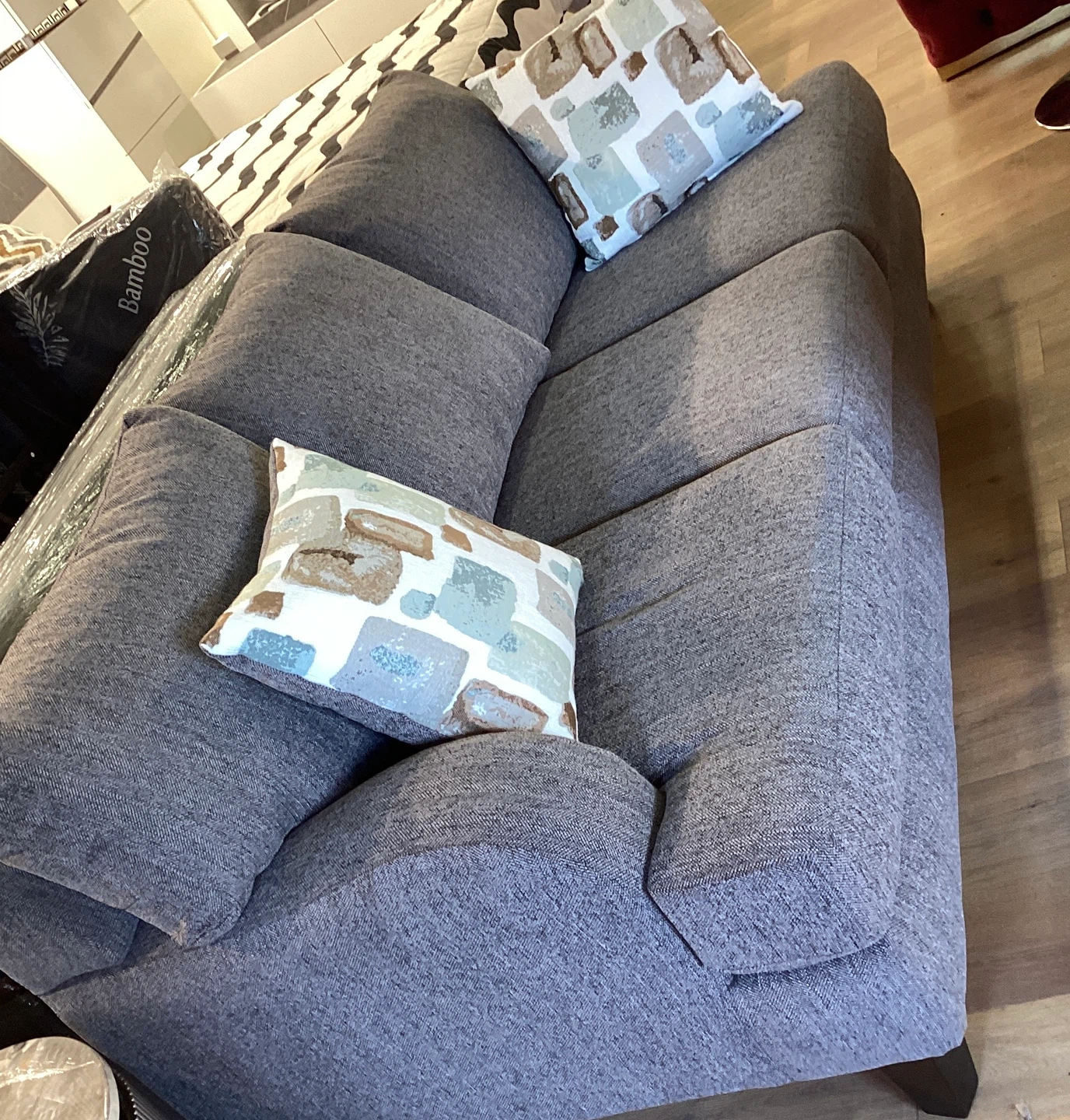 Grey Couch with Decorative Pillows