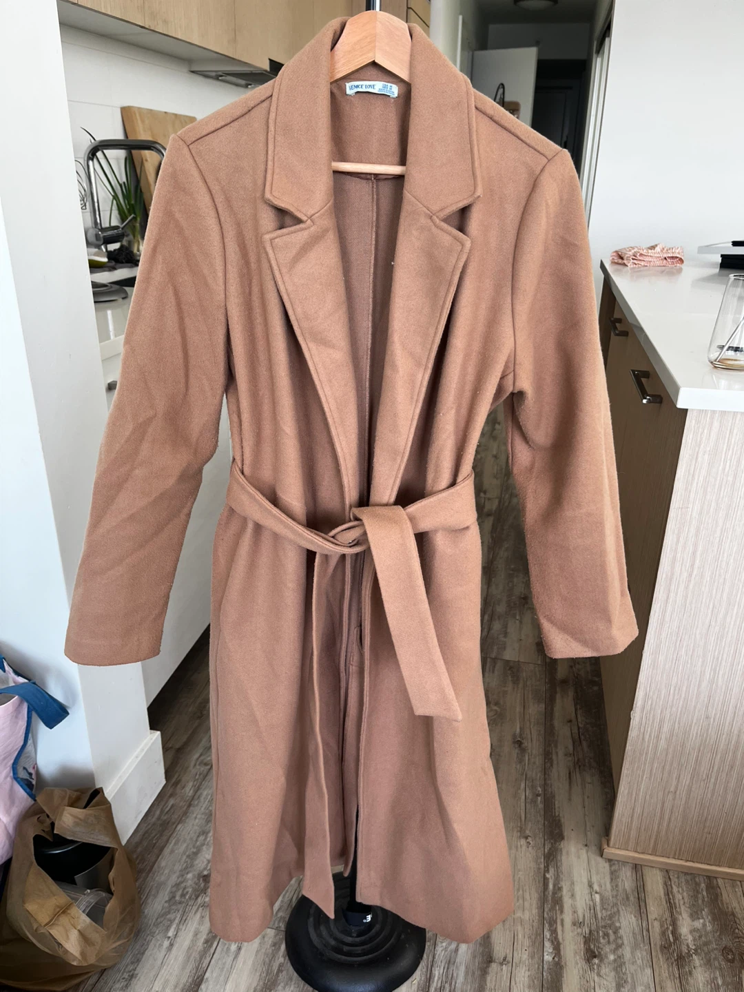 Beige Tie Waist Coat