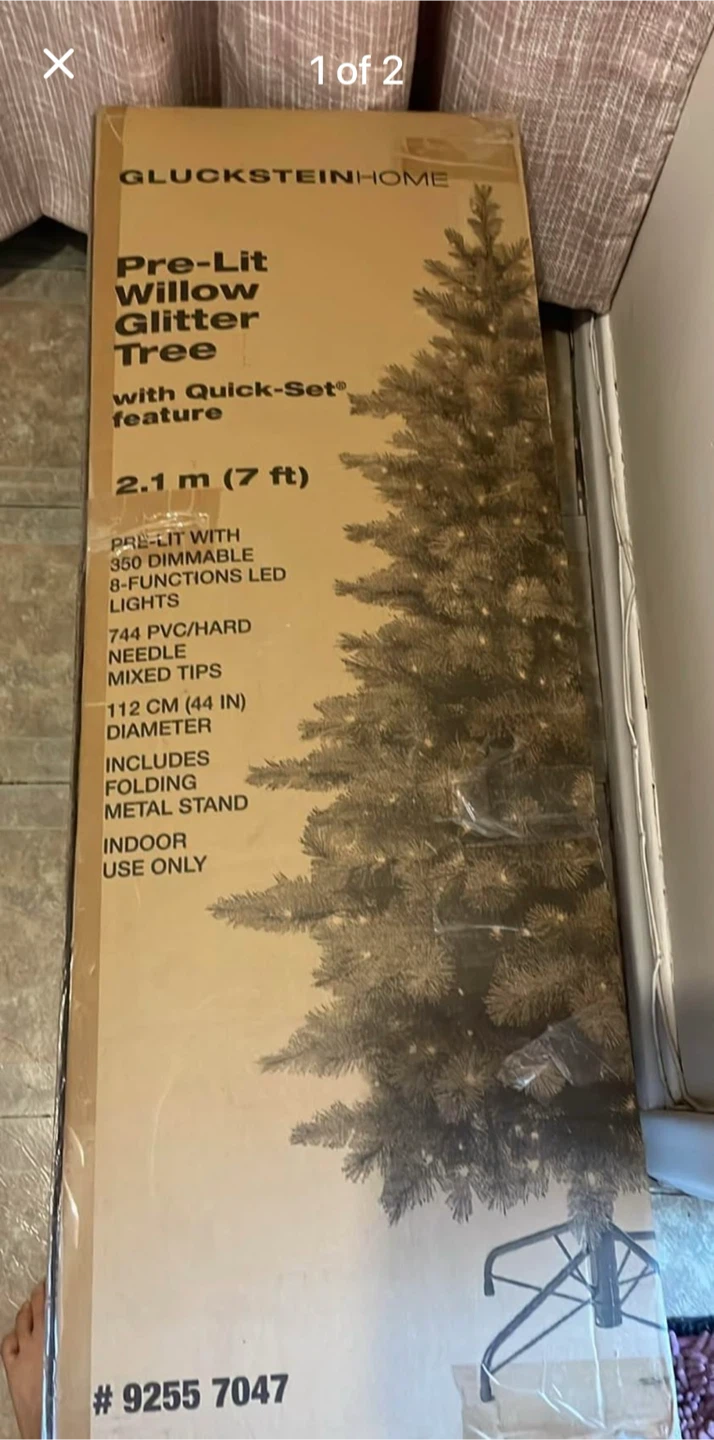 GlucksteinHome Pre-Lit Willow Glitter Tree 7 ft