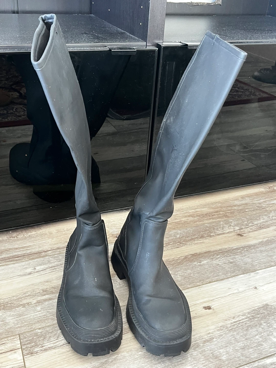 ZARA Black Tall Boots - Size 38 (7) - photo 2