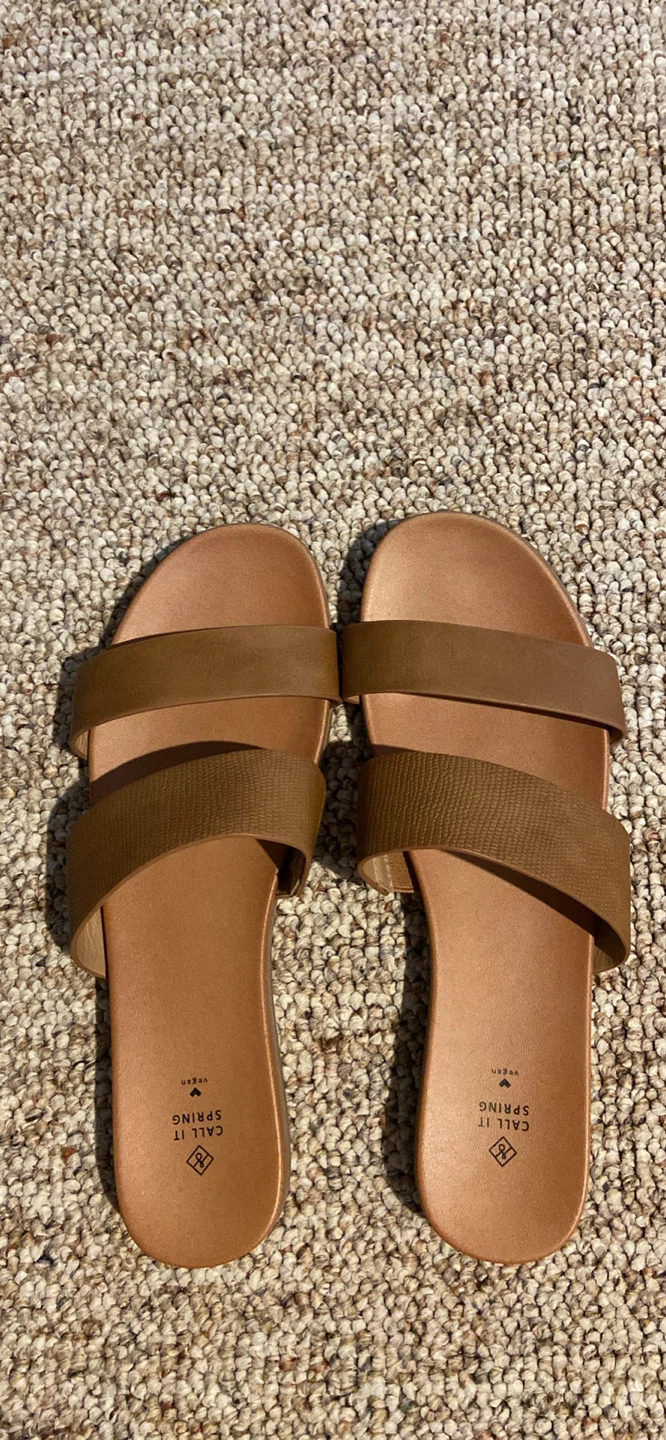 Call It Spring Brown Slide Sandals