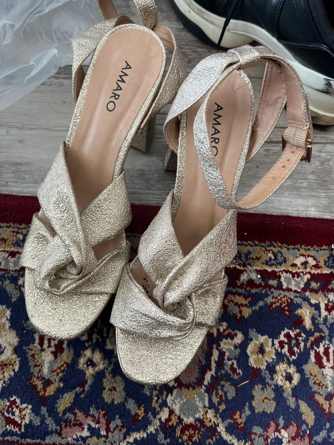 AMARO Gold Glitter Platform Heels