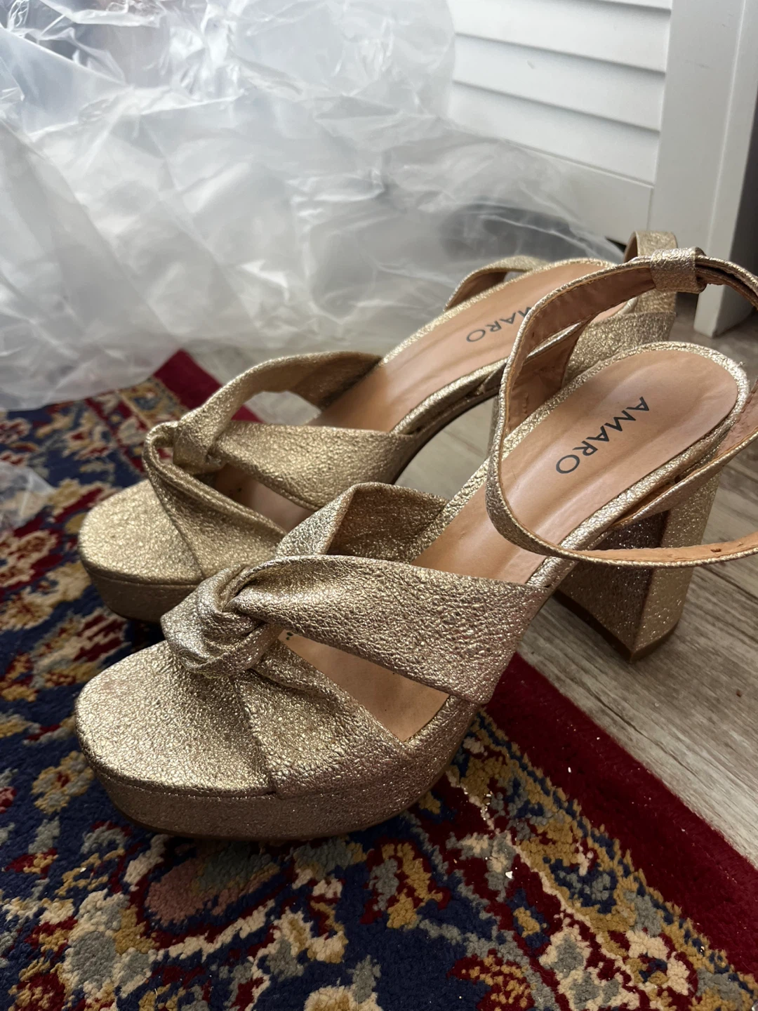 AMARO Gold Glitter Platform Heels - photo 2