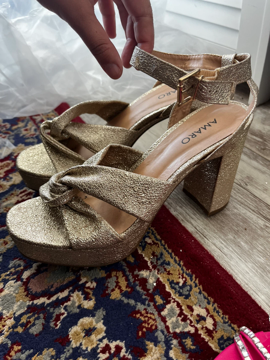 AMARO Gold Glitter Platform Heels - photo 3