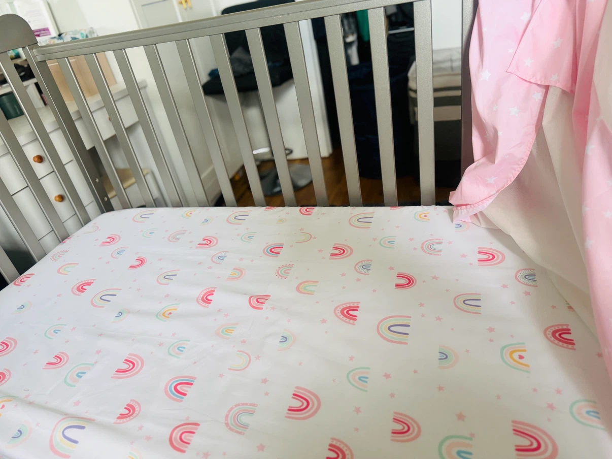 Gray Baby Crib with Wheels - photo 2