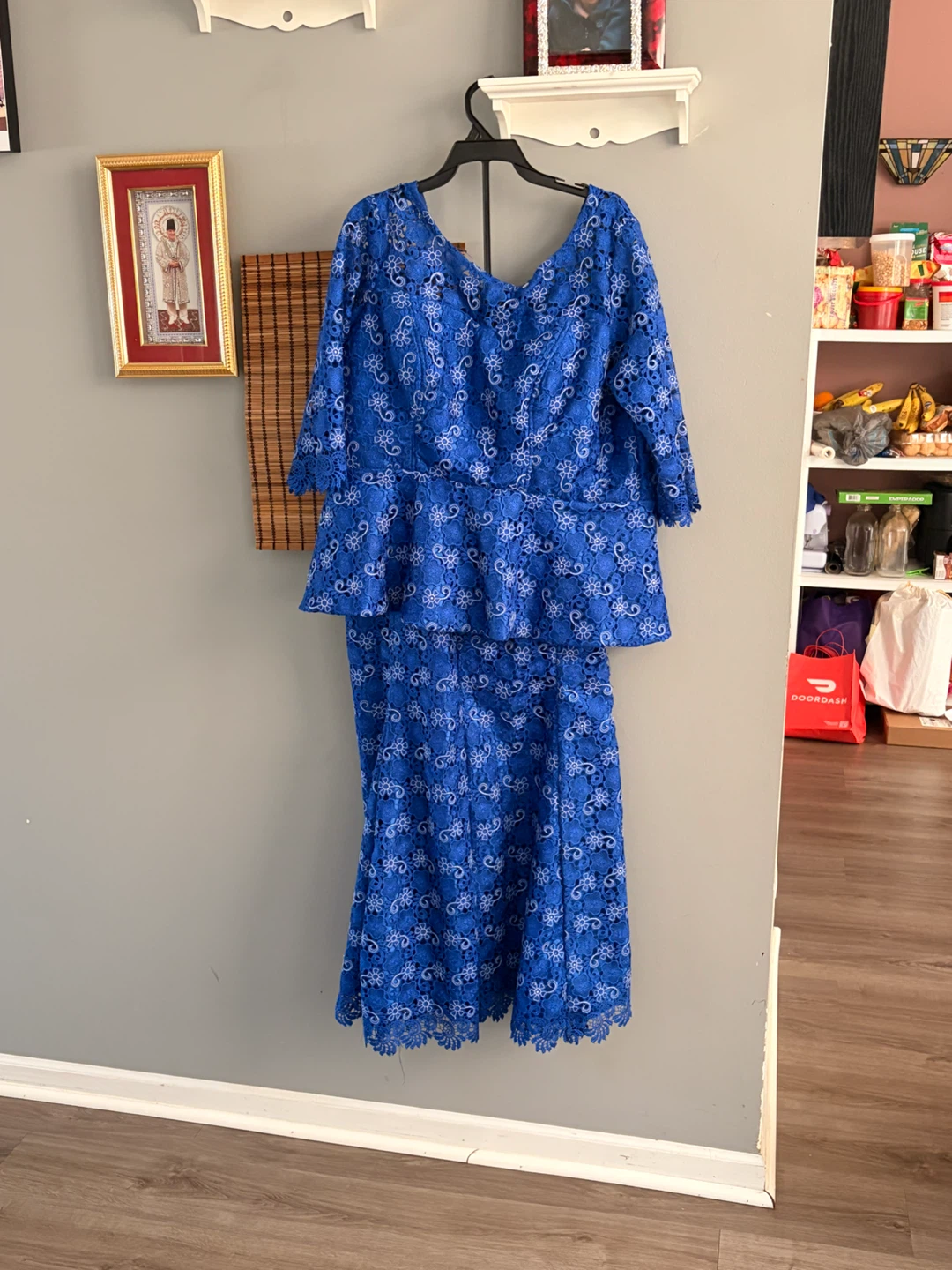 Blue Lace Two-Piece Dress Set Plus Size 20-22W