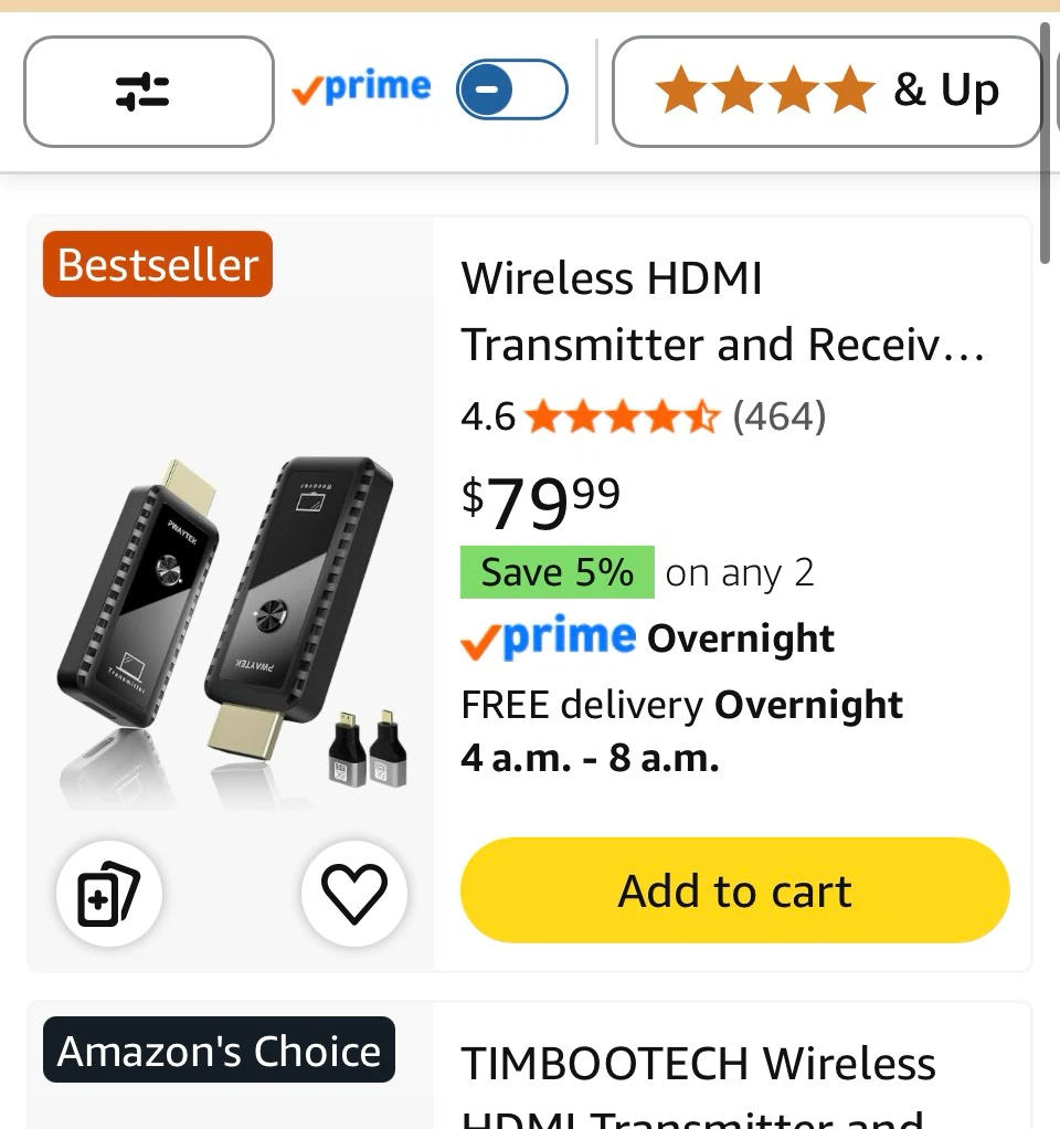 PWAYTEK Wireless HDMI Transmitter and Receiver 4K Extender