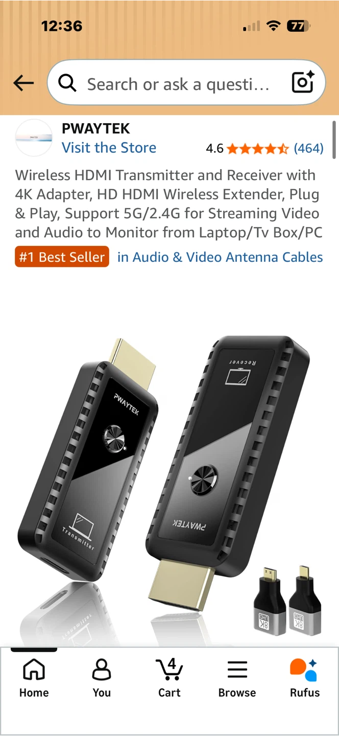 PWAYTEK Wireless HDMI Transmitter and Receiver 4K Extender - photo 2