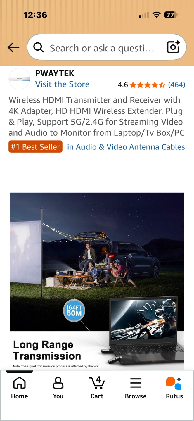 PWAYTEK Wireless HDMI Transmitter and Receiver 4K Extender - photo 3
