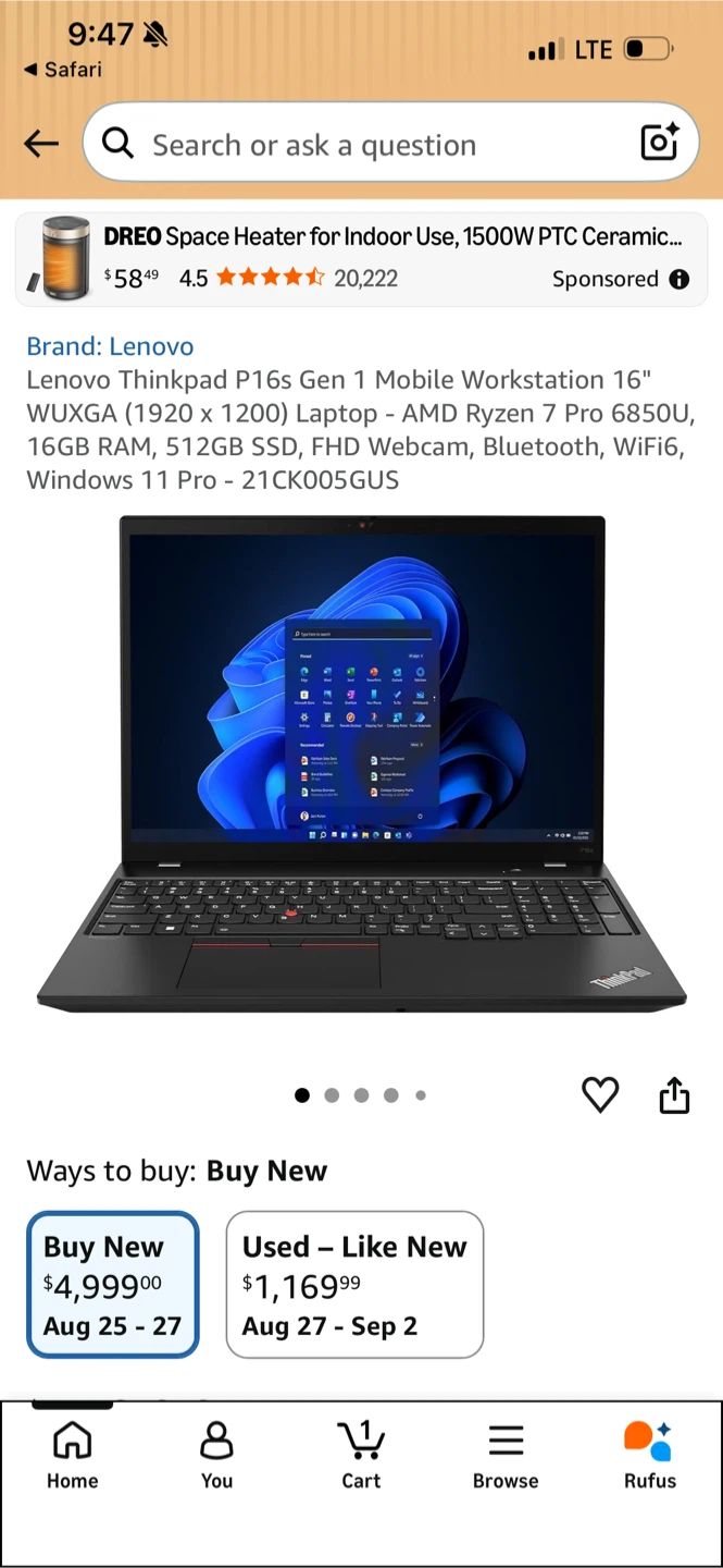 Lenovo ThinkPad P16s Gen 1 Mobile Workstation Laptop