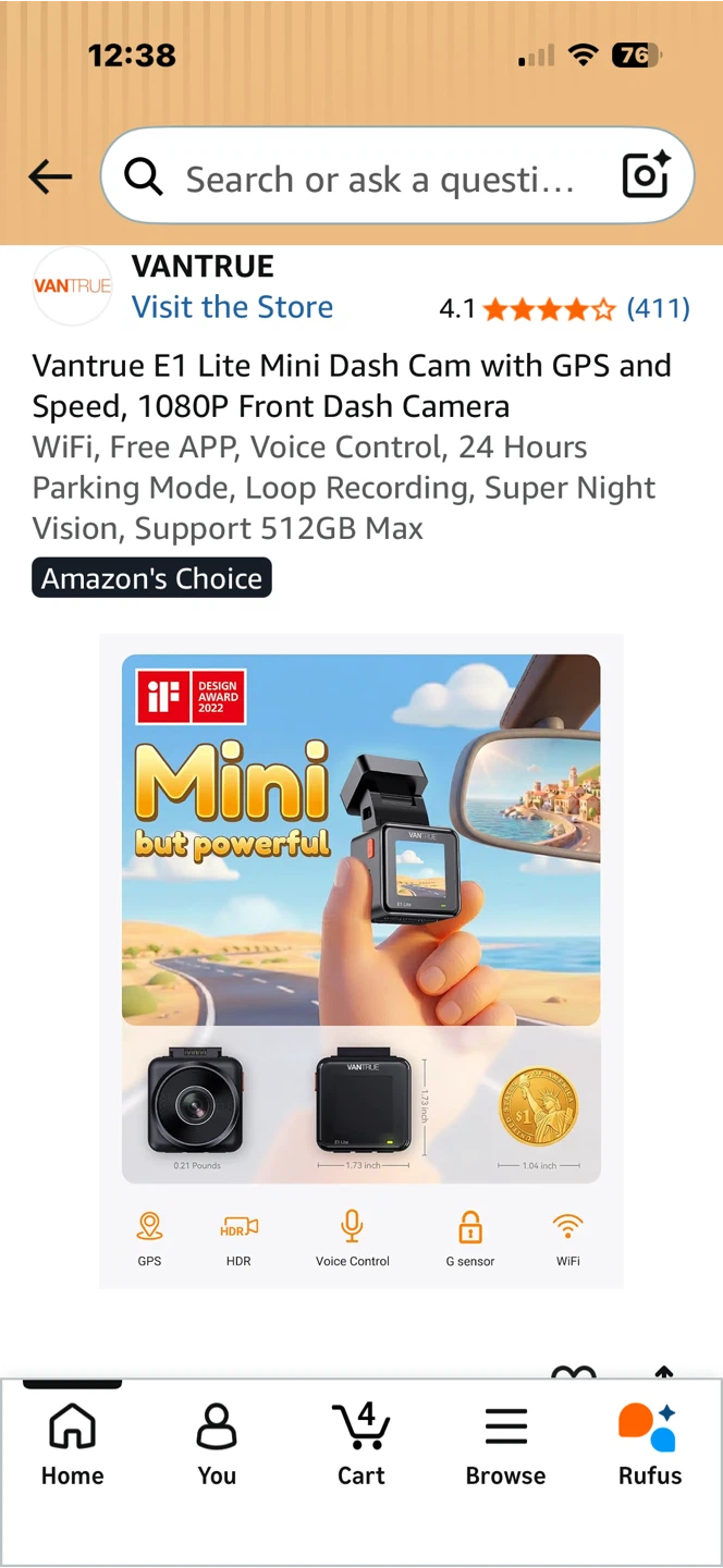 Vantrue E1 Lite Mini Dash Cam with GPS - photo 3