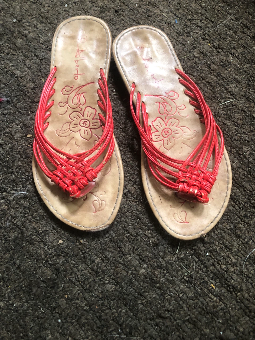 Alberto Red Leather Sandals - Size 36