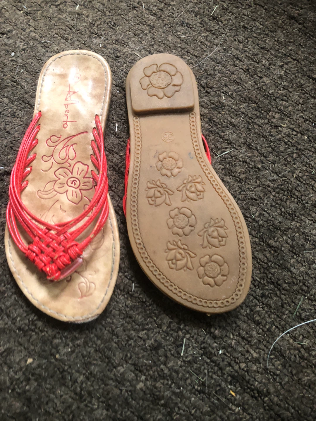 Alberto Red Leather Sandals - Size 36 - photo 2