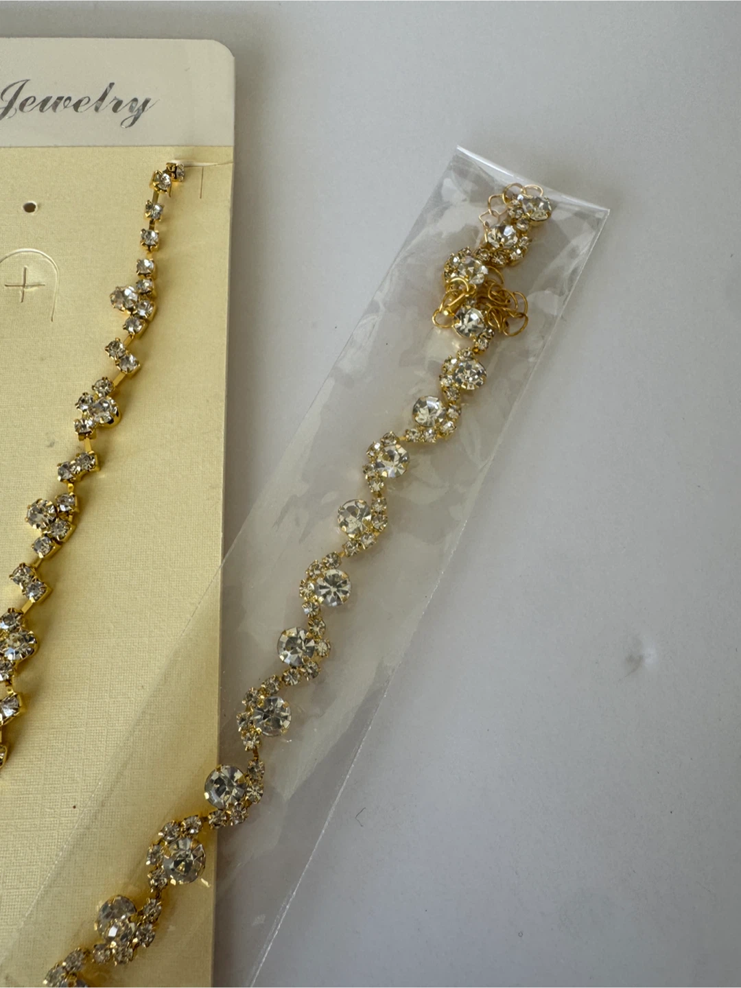 Gold tone rhinestone necklace and bracelet set - photo 3